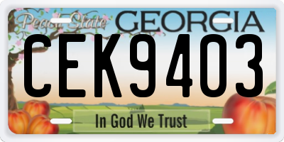 GA license plate CEK9403