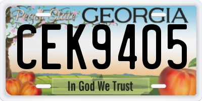 GA license plate CEK9405
