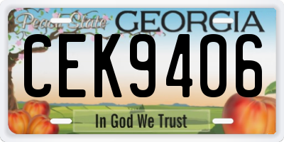 GA license plate CEK9406