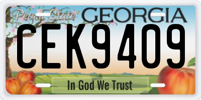 GA license plate CEK9409