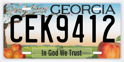 GA license plate CEK9412