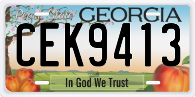 GA license plate CEK9413