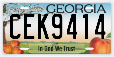 GA license plate CEK9414