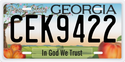 GA license plate CEK9422