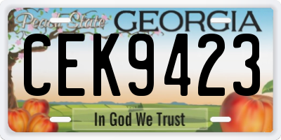GA license plate CEK9423