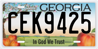 GA license plate CEK9425