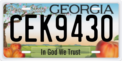 GA license plate CEK9430