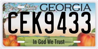 GA license plate CEK9433