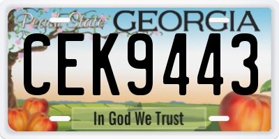 GA license plate CEK9443