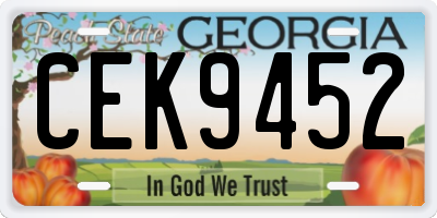 GA license plate CEK9452