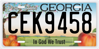 GA license plate CEK9458