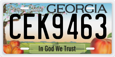 GA license plate CEK9463