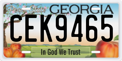 GA license plate CEK9465