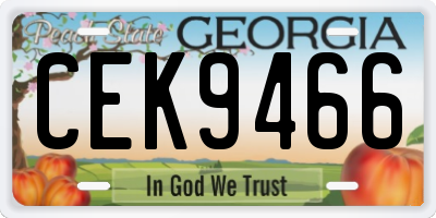 GA license plate CEK9466