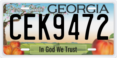 GA license plate CEK9472