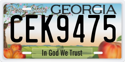 GA license plate CEK9475