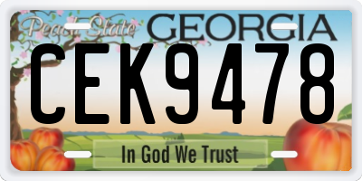 GA license plate CEK9478