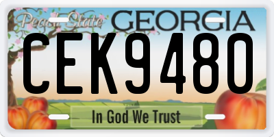 GA license plate CEK9480