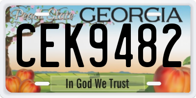 GA license plate CEK9482