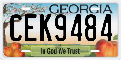 GA license plate CEK9484