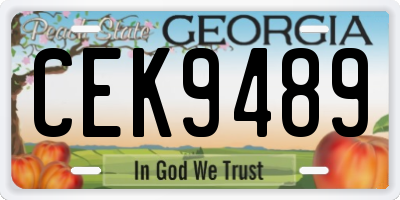 GA license plate CEK9489