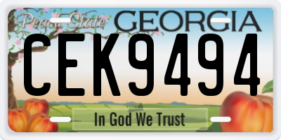 GA license plate CEK9494
