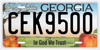 GA license plate CEK9500