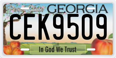 GA license plate CEK9509