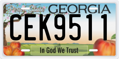 GA license plate CEK9511