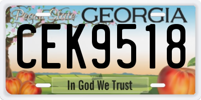 GA license plate CEK9518