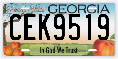 GA license plate CEK9519
