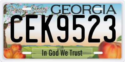 GA license plate CEK9523