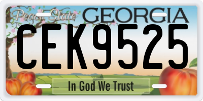 GA license plate CEK9525