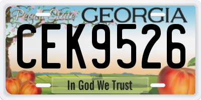 GA license plate CEK9526