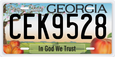 GA license plate CEK9528