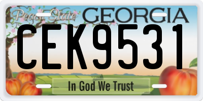 GA license plate CEK9531