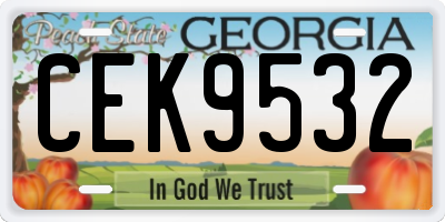 GA license plate CEK9532