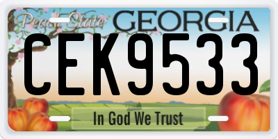 GA license plate CEK9533
