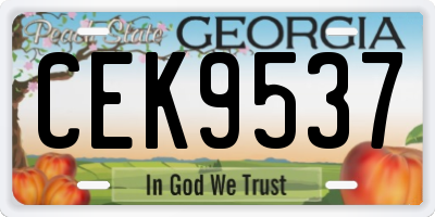 GA license plate CEK9537