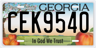 GA license plate CEK9540