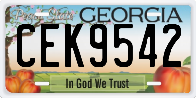 GA license plate CEK9542