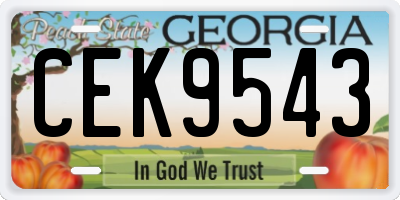 GA license plate CEK9543