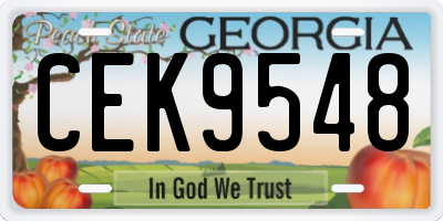GA license plate CEK9548