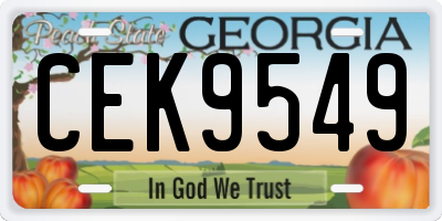 GA license plate CEK9549