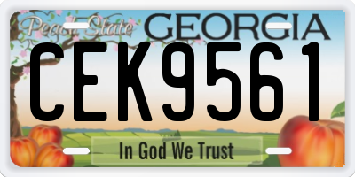 GA license plate CEK9561
