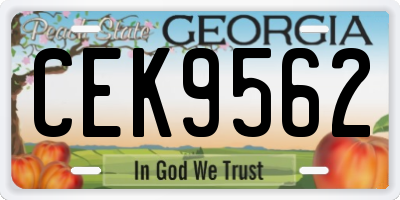 GA license plate CEK9562