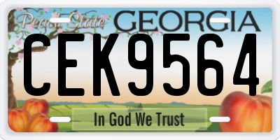 GA license plate CEK9564
