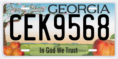 GA license plate CEK9568
