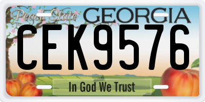 GA license plate CEK9576