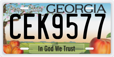 GA license plate CEK9577